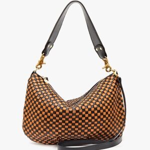Clare V. Natural and Black Woven Checker Moyen Messenger